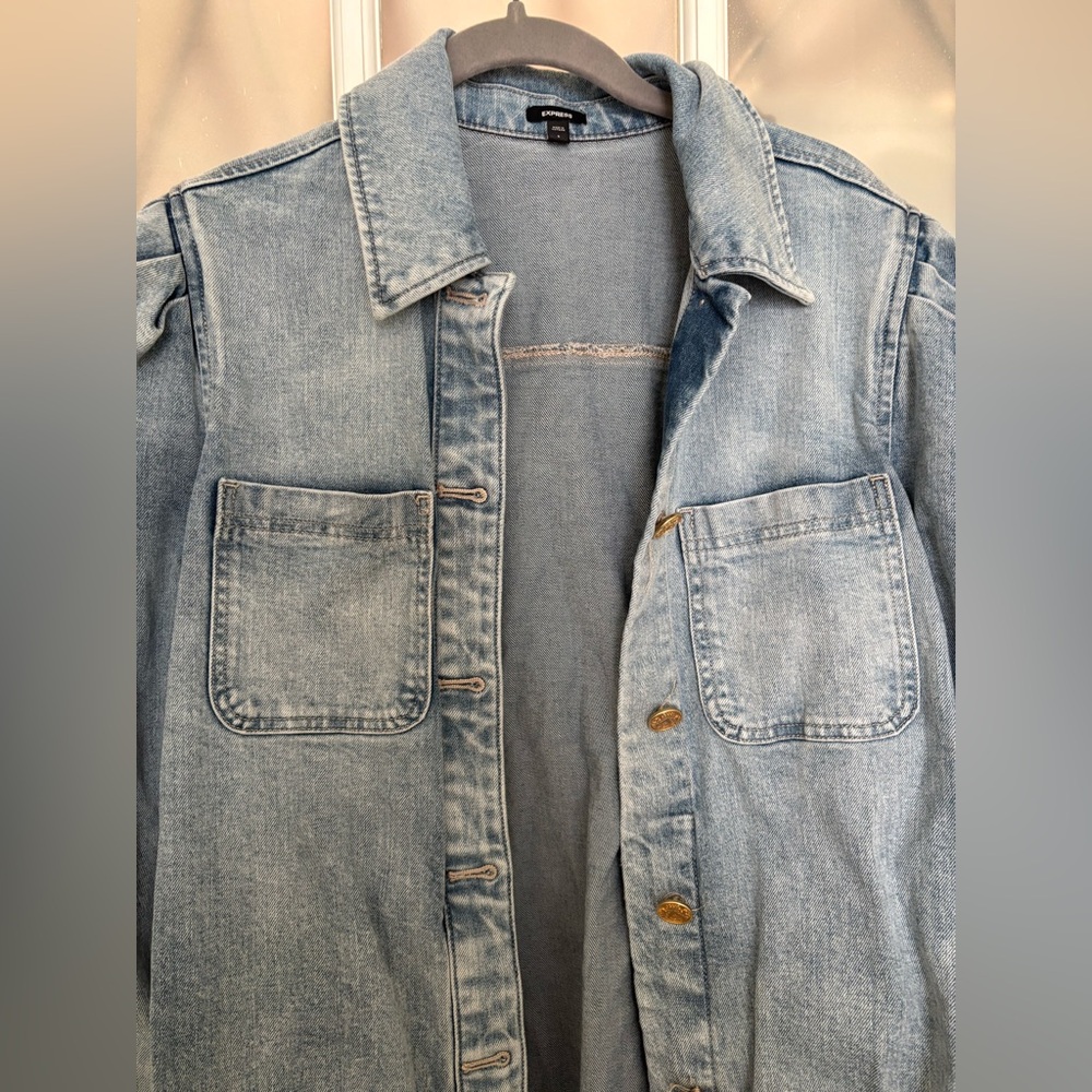 BRAND NEW Express Stylish Blue Denim Shirt Jacket. Size S - Picture 7 of 9